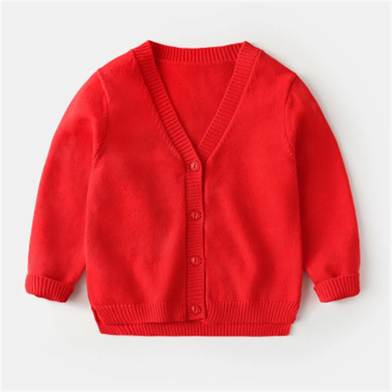 Однотонные Детские вязаные свитера осенне зимняя детская одежда повседневная