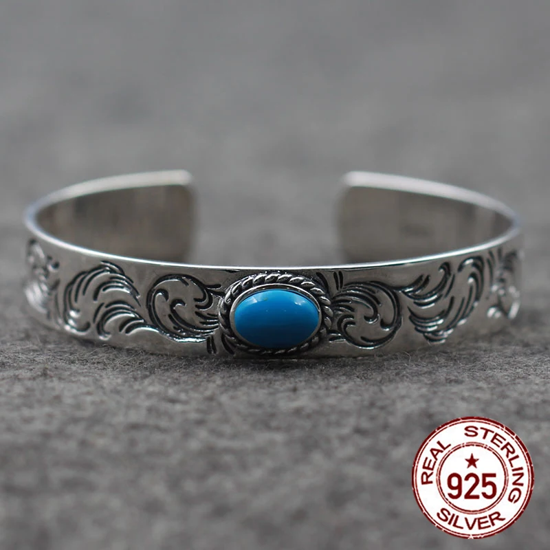 Открытый браслет из стерлингового серебра 925 пробы персонализированный ретро в