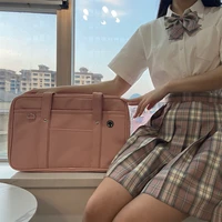 18 inch black pink waterproof japanese high school student backpack shoulderjk commuter pu leather book travel messenger handbag