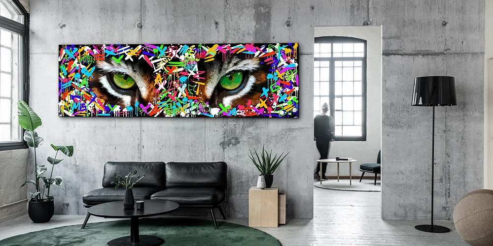 

Modern Graffiti Art of tiger eyes Paintings on the wall Art Posters and Prints Canvas Paintings For Living Room Wall Decoration