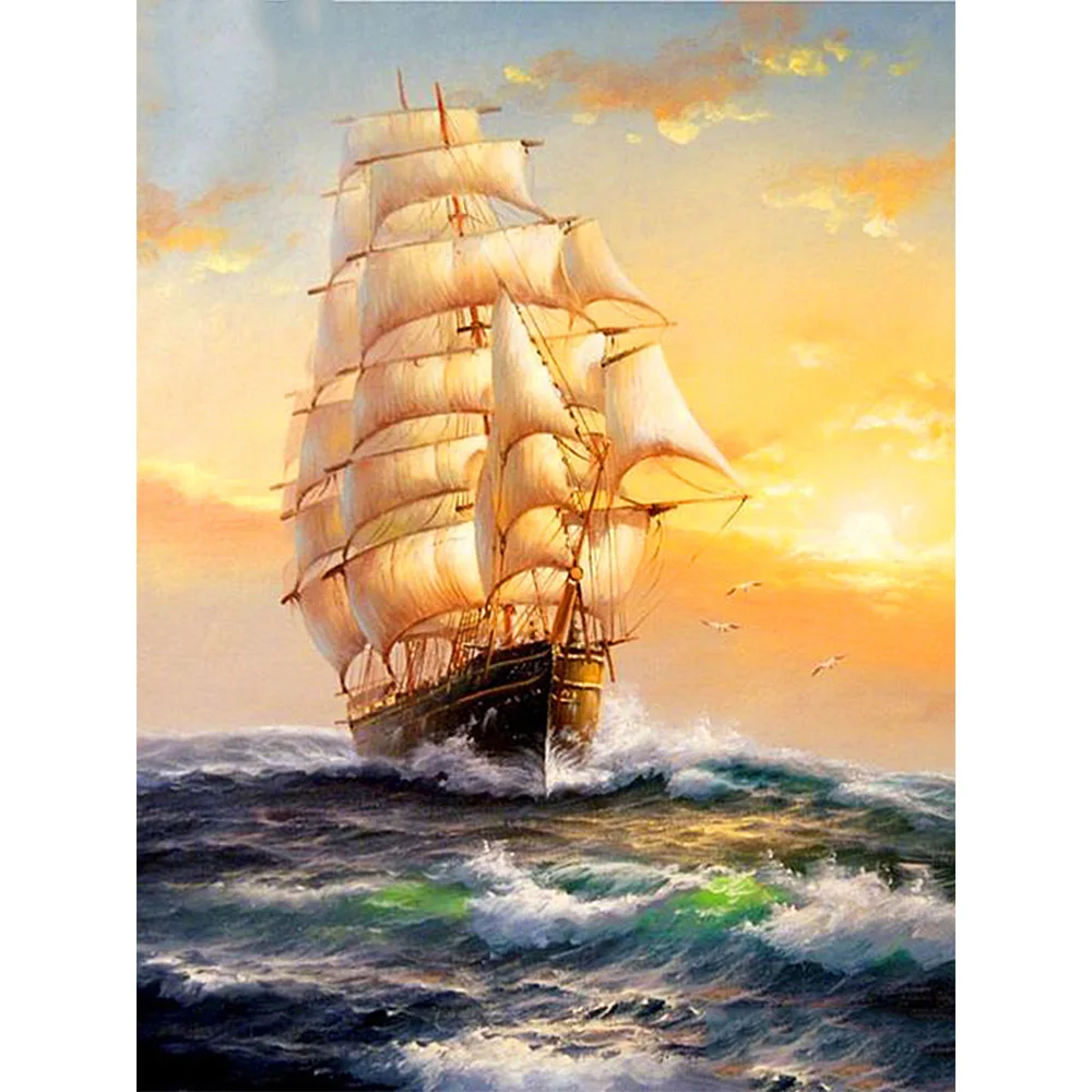 

5D DIY Diamond Painting Sailboat Full Square Embroidery Ship Landscape Home Decoration New Arrival Mosaic Handmade