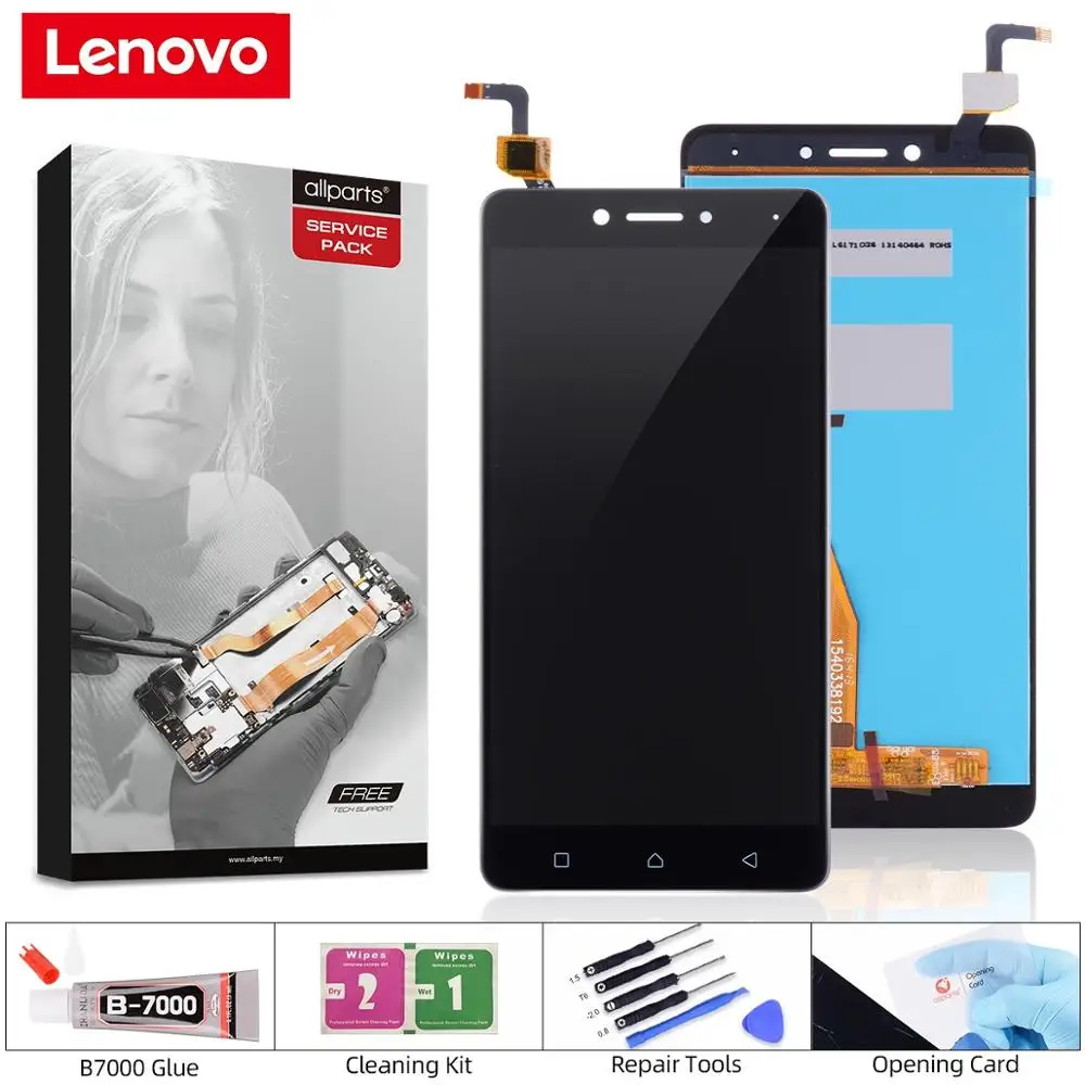 Дисплей для Lenovo K6 Note LCD k53a48 в сборе с тачскрином на рамке Оригинал черный белый