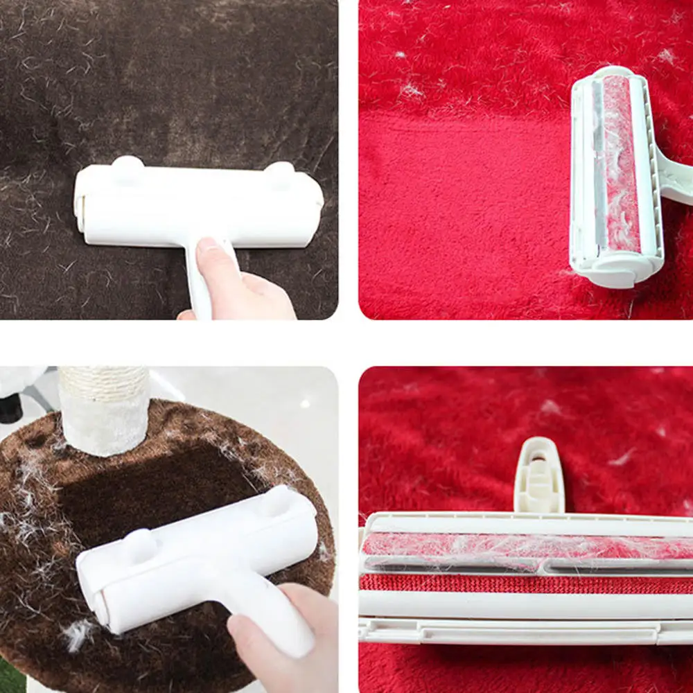 

Pet Hair Remover Roller Lint Sticking Roller 2-Way Removing Dog Cat Hair From Furniture Carpets Clothing One Hand Operate