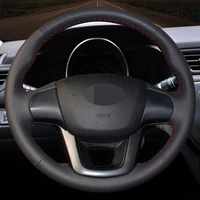 car products diy black wearable faux leather%c2%a0car accessories steering wheel cover for kia k2 rio 2011 2012 2013 2014 2015 2016