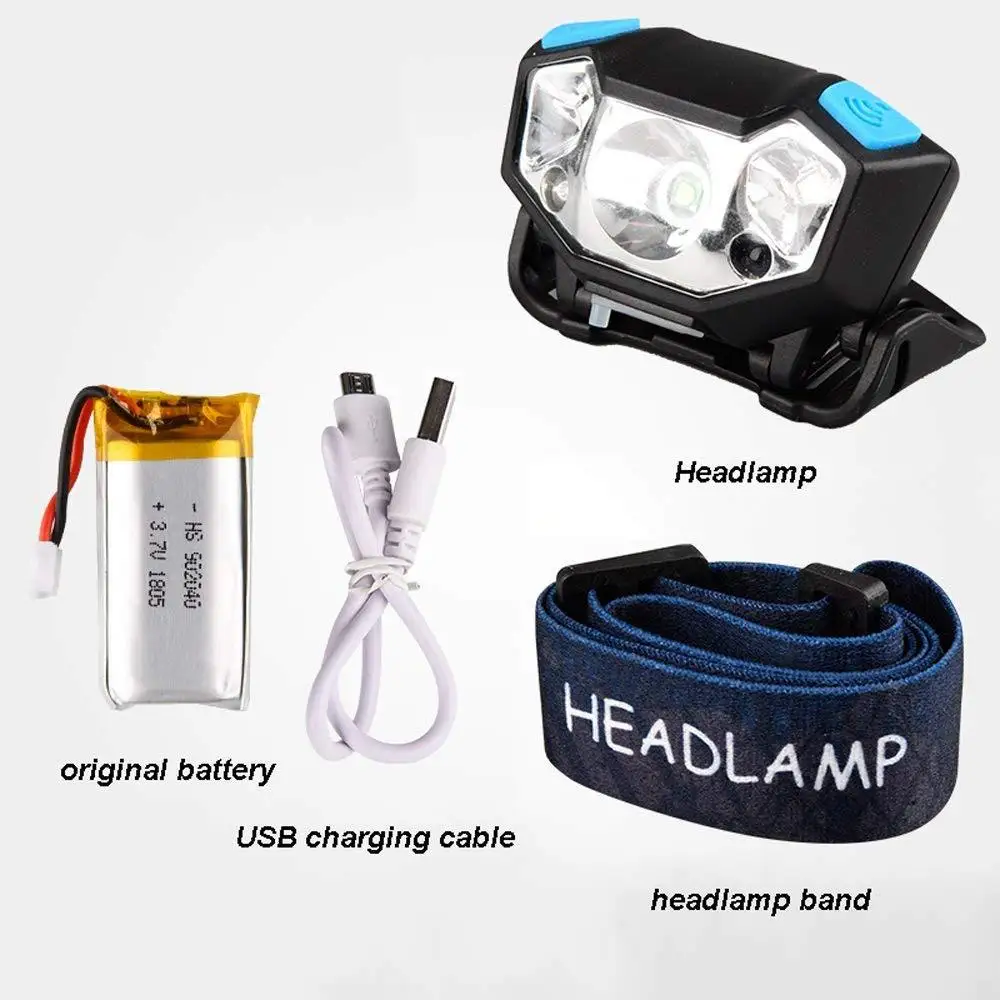 10000Lm Mini Rechargeable LED Headlamp Body Motion Sensor Headlight Camping Flashlight Head Light Torch Lamp With USB