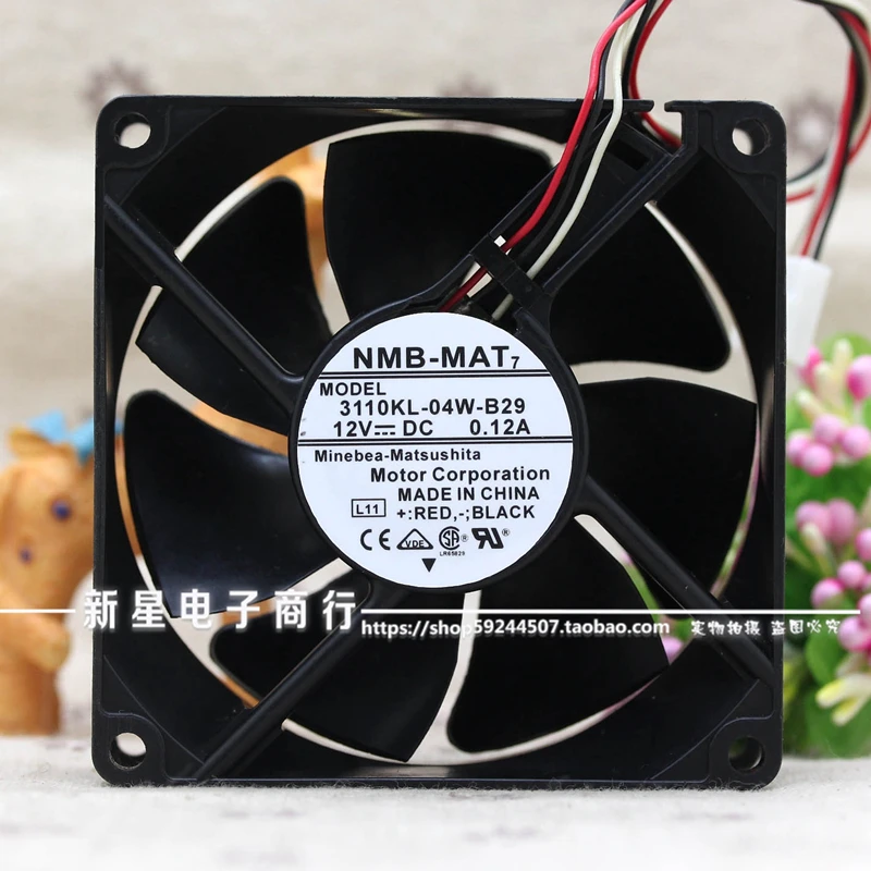 Новый оригинальный прочный Вентилятор охлаждения NMB 3110KL-04W-B29 8025 8 см 12 в а с двумя шариками