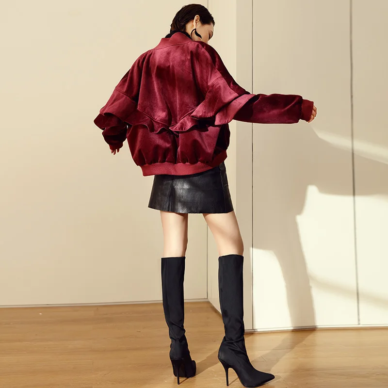 Бархатная куртка-бомбер женская короткая бейсбольная одежда Гонконг винтажное