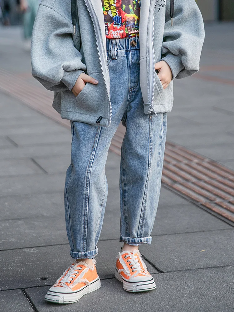 2019 джинсы для девочек подростков новые модные малышей повседневные джинсовые