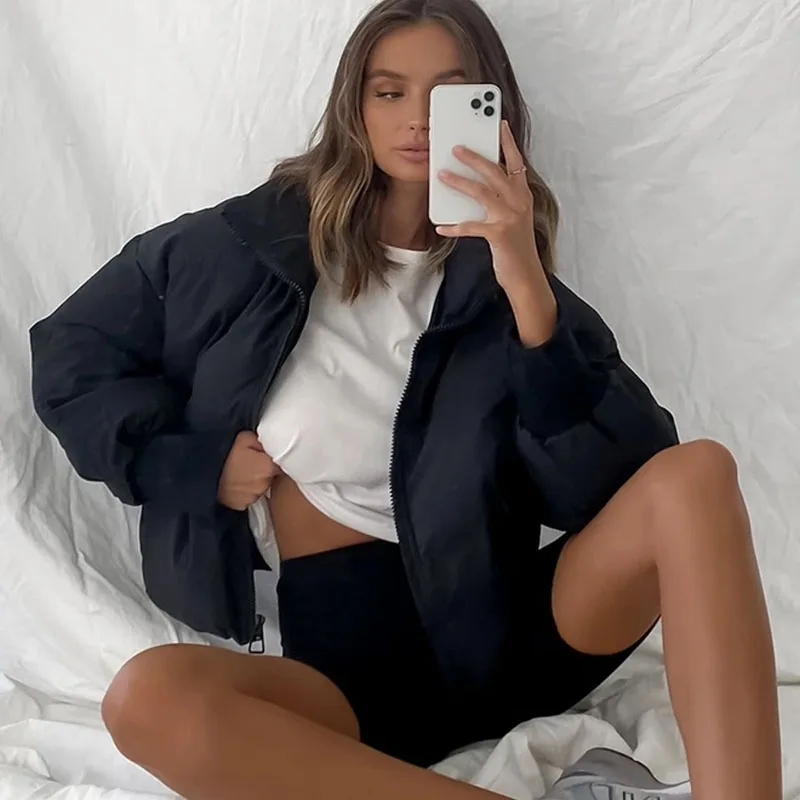 Women Coat 2021 New Fashion Large Size High Quality Solid Color Warm Women Cotton Coats Winter Casual Cotton Women Jacket NBH164