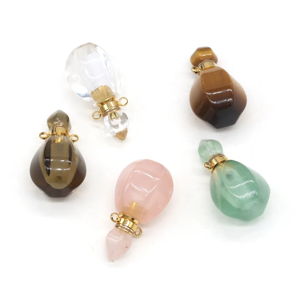 

Natural Stone Perfume Bottle Pendant Pumpkin Shape Charm For DIY Necklace Fashion New Jewelry 28x35mm