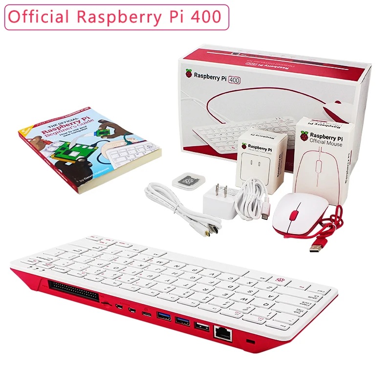 Raspberry Pi 400 Computer 4GB RAM 1.8GB Cortex A72 CPU Compact Keyboard Built-in Official Mouse Power Supply SD Card User Guide |