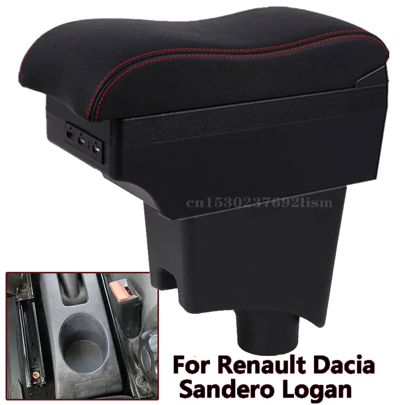 

Для Renault Dacia Sandero Logan 2013 - 2017 коробка для подлокотника центральная консоль коробка для хранения Пепельница USB зарядка с