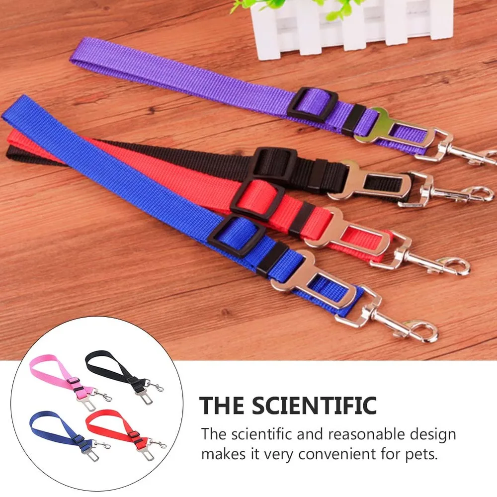 

4PCS Dog Vehicle-mounted Safety Belt Pet Adjustable Safety Belt Pulling Rope