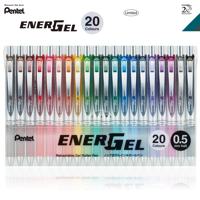 Japan Pentel 20th Anniversary Limited  Enelgel 20-color Limited Color Gel Roller Pen BLN75Z 0.5mm Retractable Pens