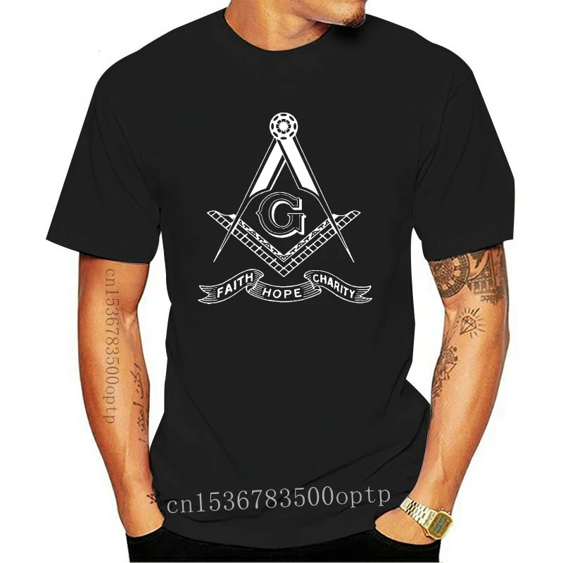 

New 2021 Masonic signs Square &Compasses Faith Hope Charity sweat proof navy blue t-shirt