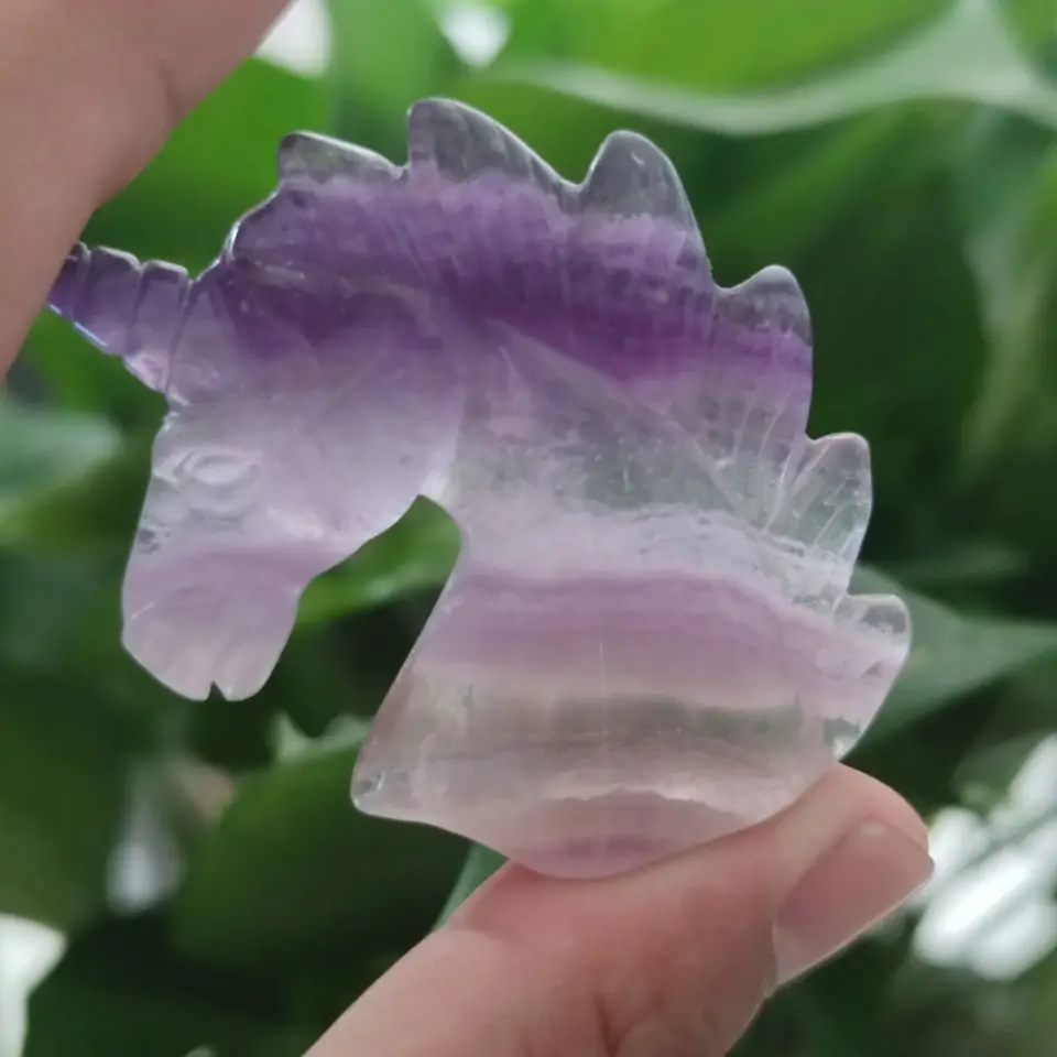 

1 шт. Радужный флюорит Единорог натуральный кварцевый кристалл ручная резьба подарок рейки