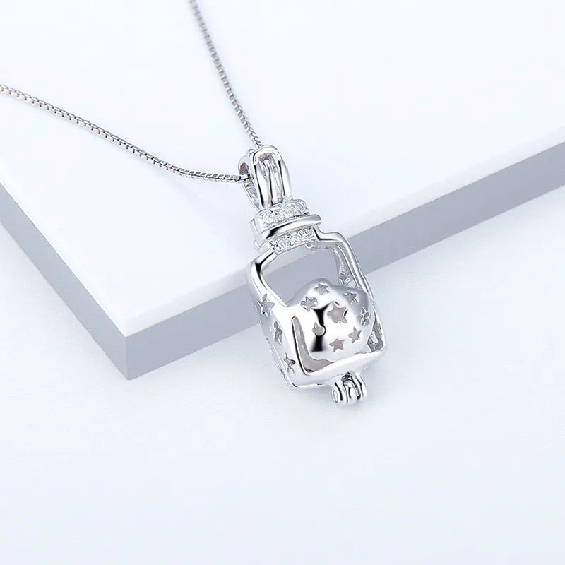 CLUCI Подвеска из стерлингового серебра 925 пробы с жемчугом Кулон в виде бутылки