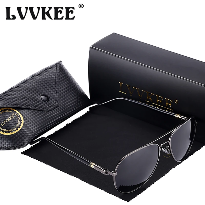 LVVKEE классические мужские авиационные поляризационные солнцезащитные очки