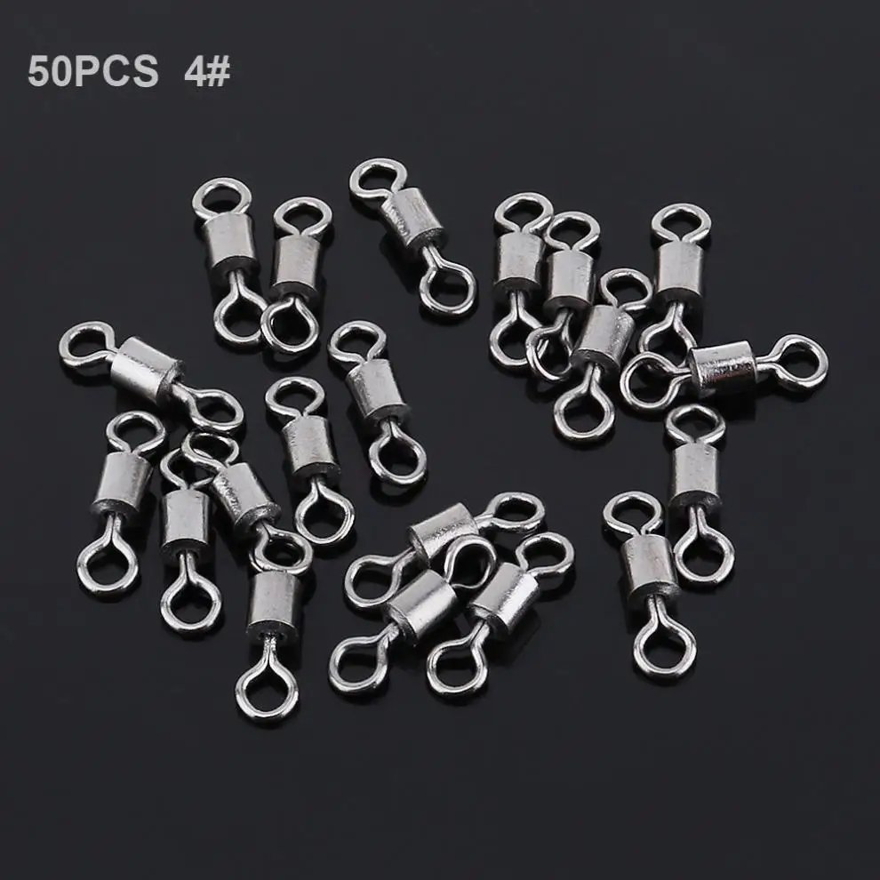 

Fishing Connector 50pcs 4# High Tensile 8 Shape Barrel Ball Bearing Fishing Swivel Snap Hook Connector Solid Ring With Interlock