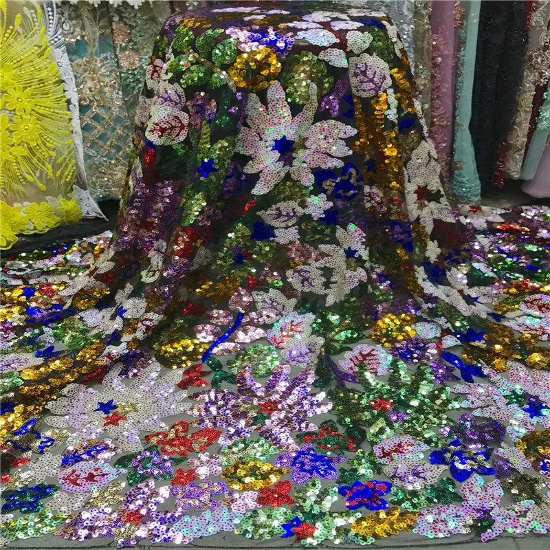 Новая блестящая сетчатая ткань 450*135 см разноцветная кружевная с блестками 2019