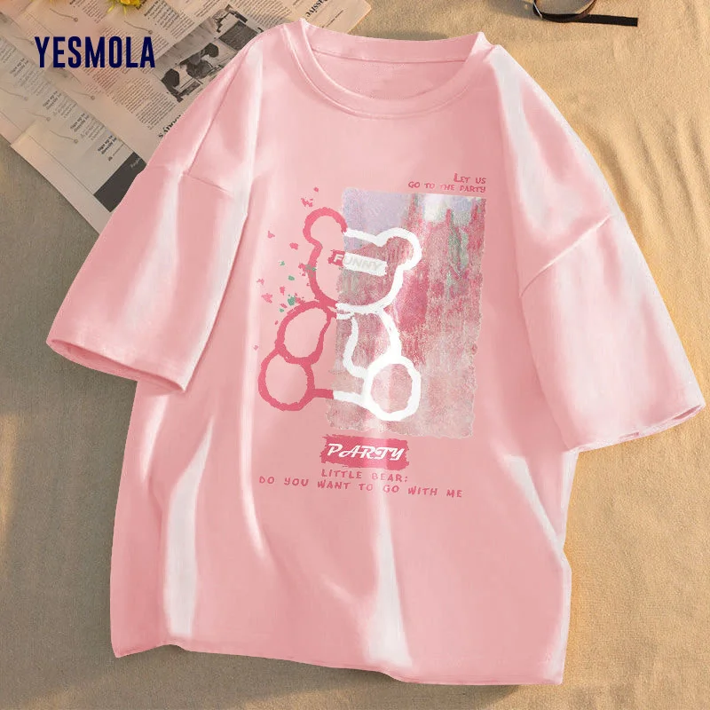 YESMOLA женская футболка с мультяшным принтом кролика 2021 летняя новая повседневная