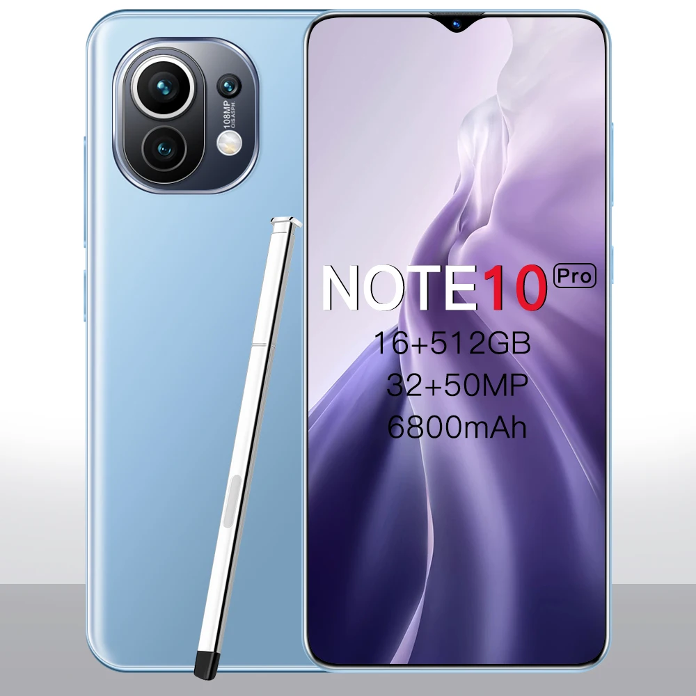 

Note10 Smartphone 6.7 Inch Screen Smartphone 16GB+512GB 6800mAh Android Phone 32MP+50MP Cheap Face unlock Poco Celular смартфоны