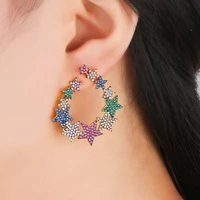 funmode luck star multicolor women stud earrings engagement party jewelry big brincos earrings for female girl gifts fe25
