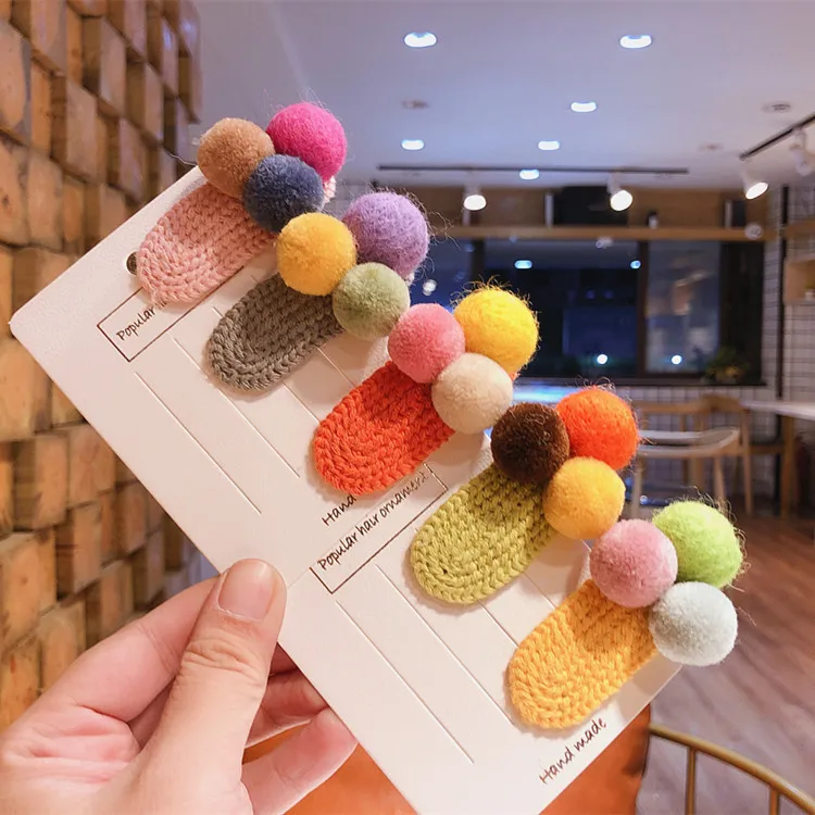 Модные милые заколки-пряжки с помпоном 24 шт. шпильки для волос заколки головной