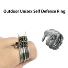 Уличное кольцо унисекс для самозащиты с шипами, женское многофункциональное незаметное кольцо для самозащиты с волком