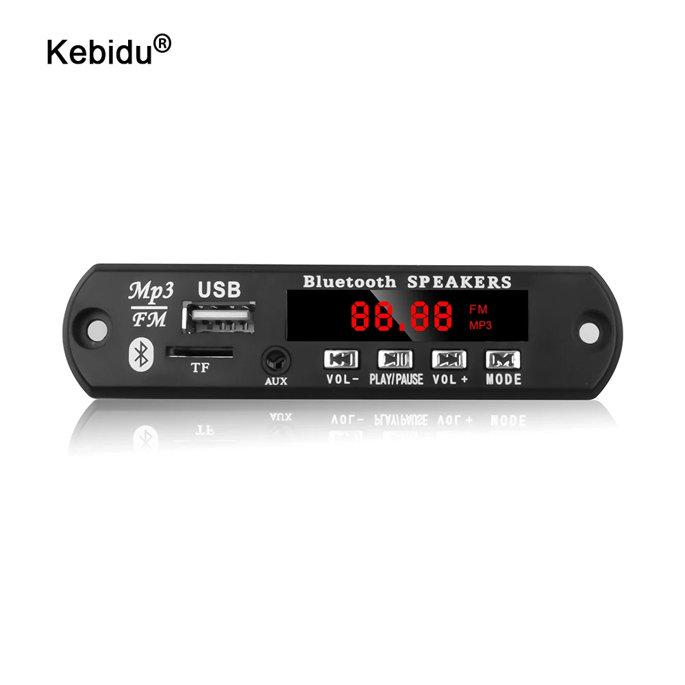 Kebidu 5В 12В Панель декодера MP3 с цветным экраном WMA WAV FLAC APE Bluetooth Mp3 плеер USB TF FM радио модуль с записью звонков.