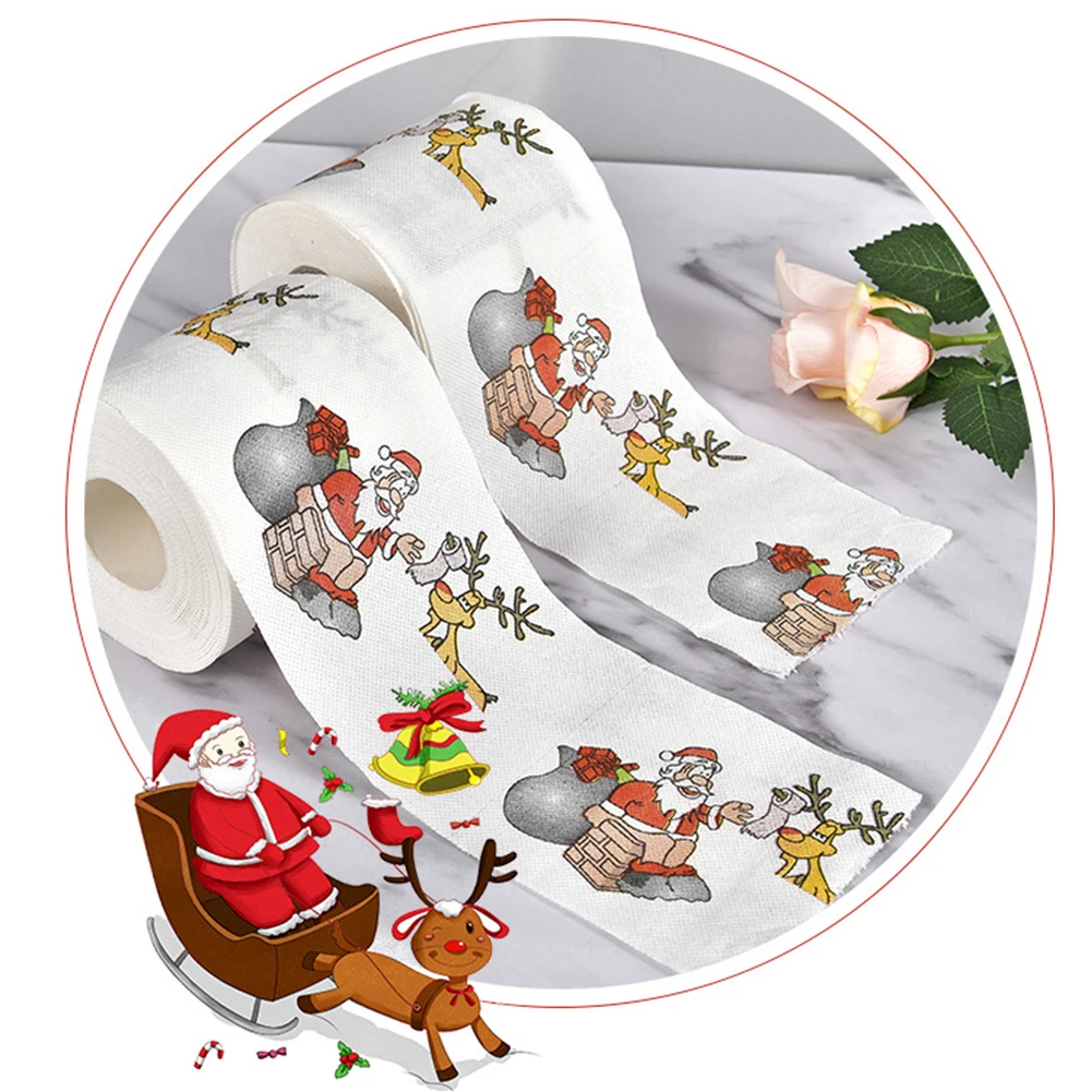 Рождественская напечатанная рулонная бумага Санта Клаус цветная банная