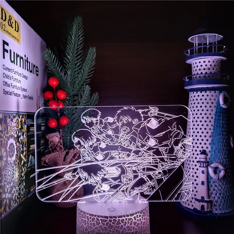 

Attack On Titans Levi Ackerman Mikasa Eren Anime Led Night Light 3D Lamp IllusionNightlight for Kids Child Birthday Manga Gift