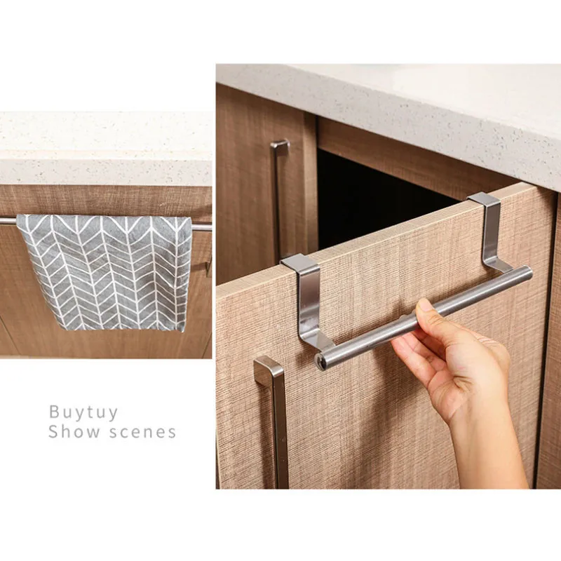 

2 Size Towel Racks Over Kitchen Cabinet Door Towel Rack Bar Hanging Holder Bathroom Shelf Rack Home Organizer Long Wall Hook