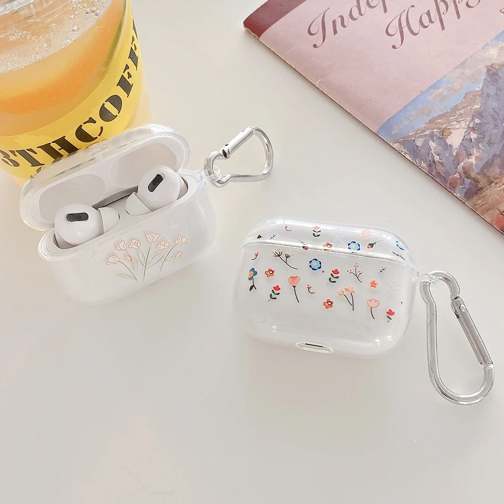 Прозрачный цветочный чехол для Apple Airpods Pro мультяшный 2 1 милый мягкий силиконовый