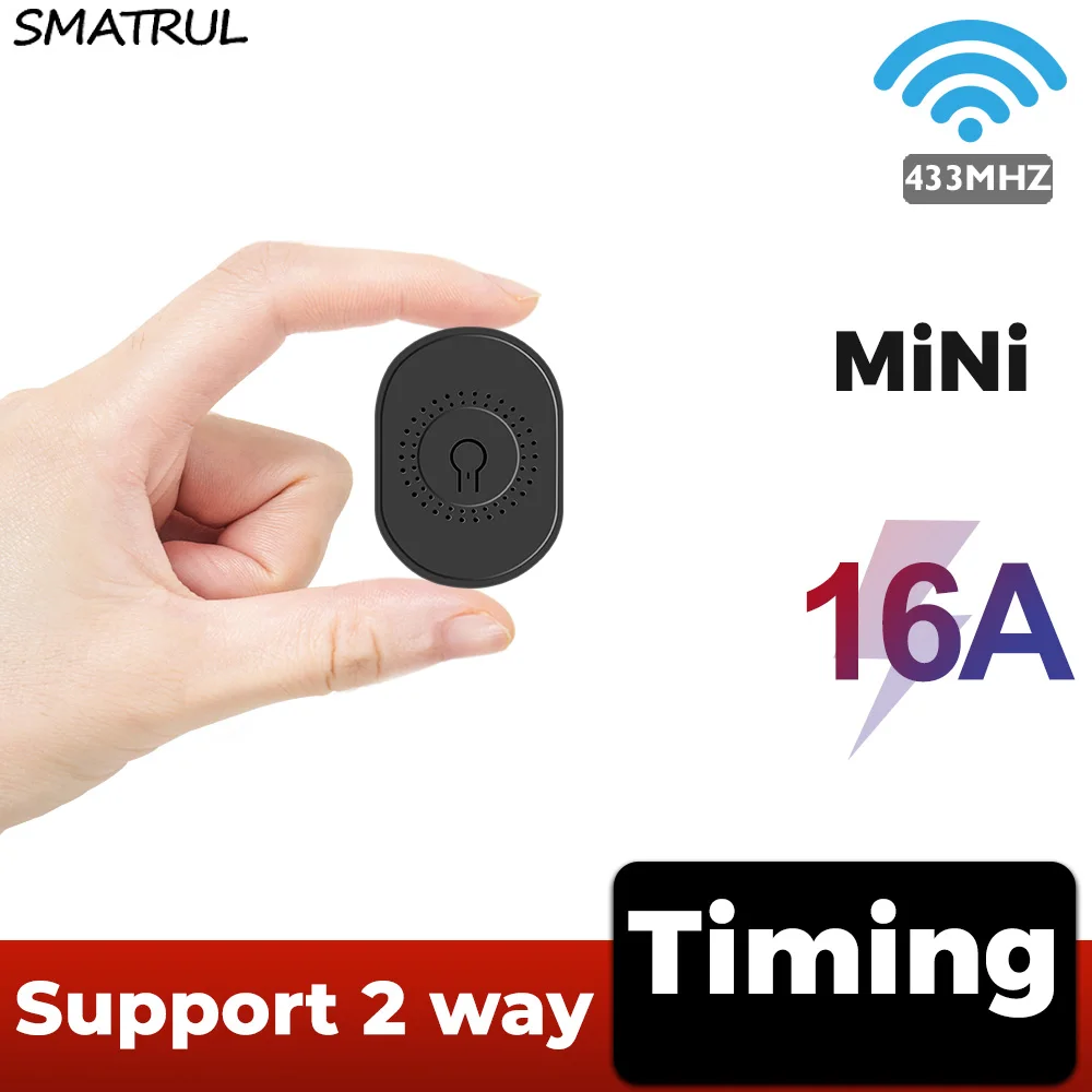 

SMATRUL 16A Mini 2-Way Smart Home Timing Light Electrical 433Mhz Module Breaker For Wireless Touch Switch 220V Wall Led Lamp