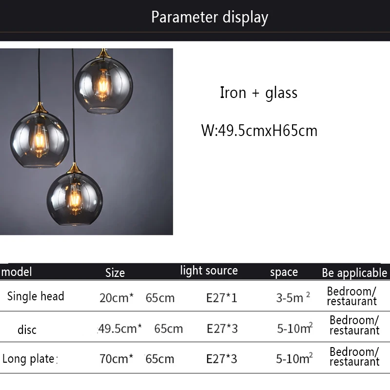 

Nordic Iron glass Pendant Lights Lighting LED Light Fixture Pendent Lamp Dining Living Room Bedroom Kitchen Cafe Hanging Lamp