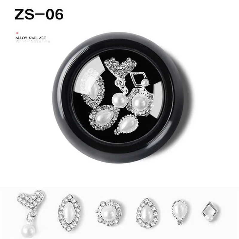 ZS-06 Новинка, 1 коробка, в форме капли воды/банта, цветные стразы для дизайна ногтей, сплав, стеклянные камни, сделай сам, для маникюра, драгоценные камни, аксессуары для ногтей - Цвет: ZS-06