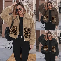 2021 fashion faux fur coat women winter warm thick soft warm fur jacket female streetwear leopard plush coat pocket teddy jacket