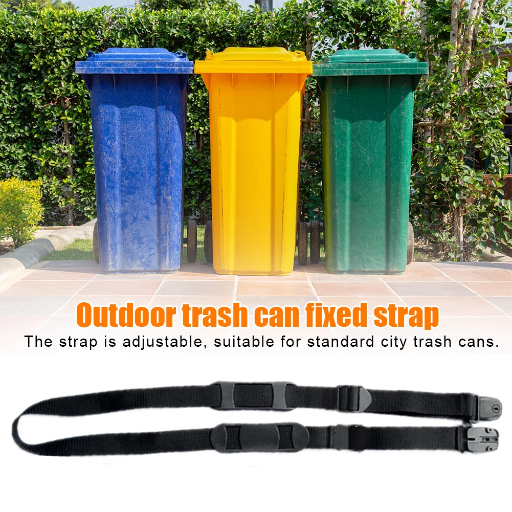 

Street Fixing Park Trash Can Lid Secure Wear Resistant Outdoor Webbing Garbage Lock Rope Bin Strap Public Places Adjustable Belt