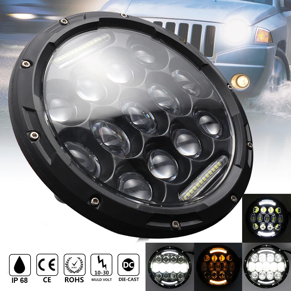 

7 Inch Round LED Work Light 105W LED Headlight Car Headlight Assembly Turn IP68 Signal Light for Davidson Jeep Wrangler Jk Tj