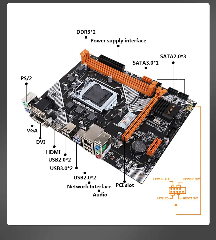 Материнская плата HUANANZHI B75 для Intel LGA1155 разъем I3 I5 I7 ЦП Xeon USB 3 0 SATA III DDR3 LGA 1155