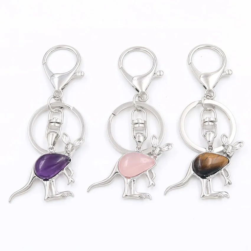 YJXP оптовая продажа 10 шт. ЭТНИЧЕСКИЕ брелки кенгуру с узором натуральные камни