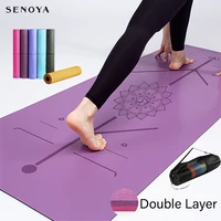 tpe yoga double layer non slip mat yoga exercise pad with position line for fitness gymnastics and pilates