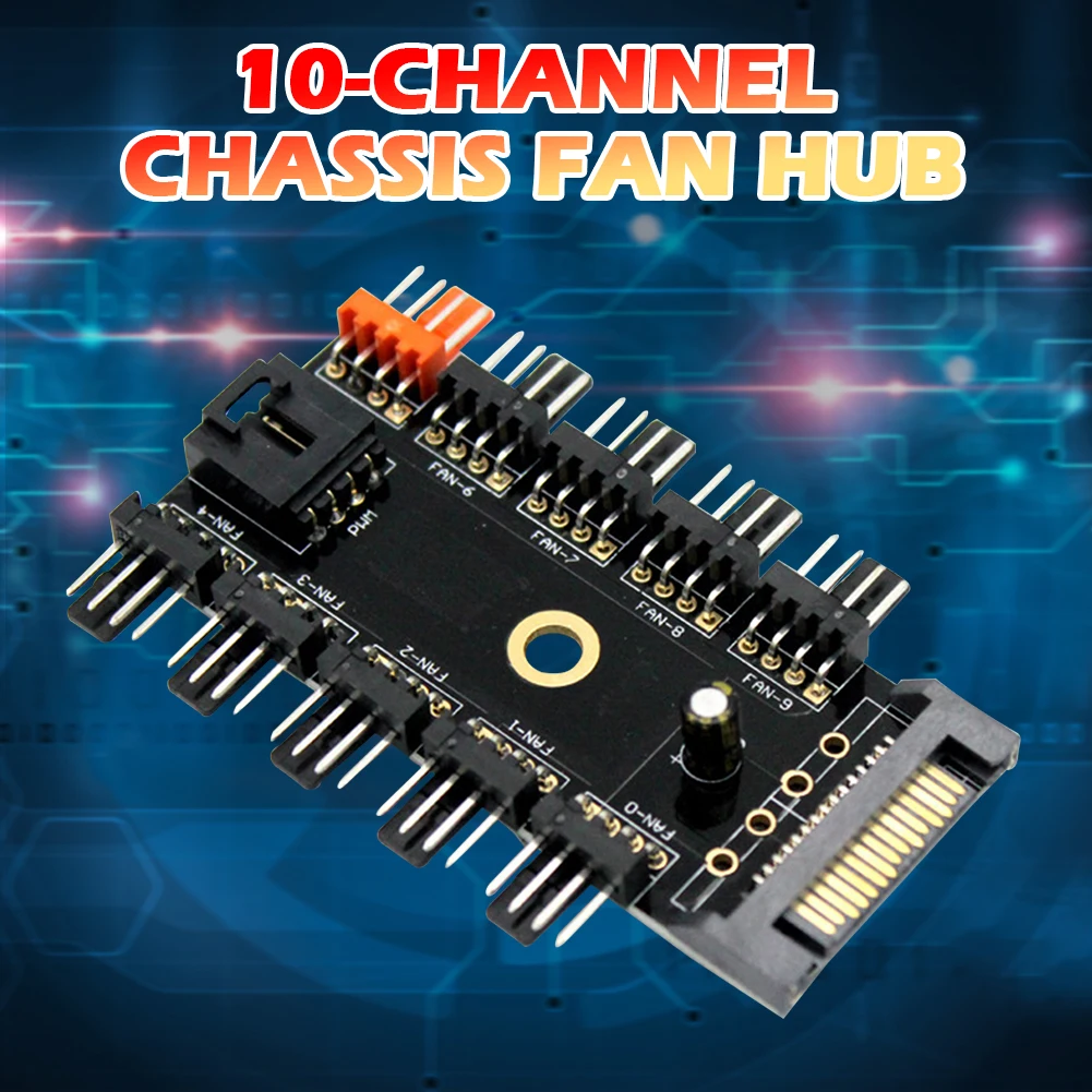 

10 Ports Fan HUB Desktop Case Cooler Splitter Extension Adapter PC Chassis RGB for Motherboard Strip Light Powered