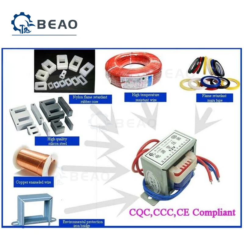 AC 6V 9V 12V 15V18V 24V 36V 48V Output Voltage 10W Copper Core Input 220V/380V Single/Dual EI48 Power Transformer | Строительство и