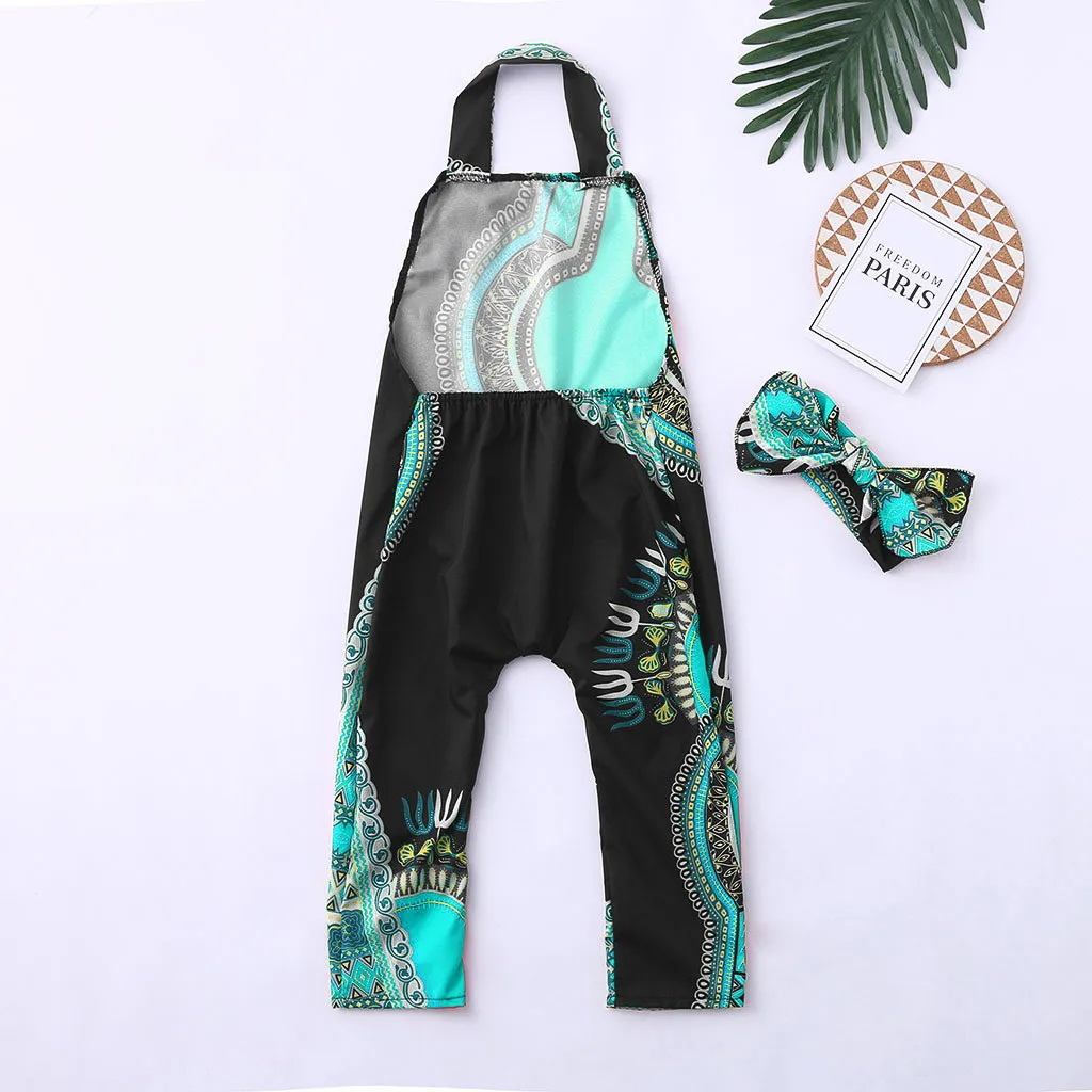 Детский Африканский безрукавный комбинезон с принтом для маленьких девочек