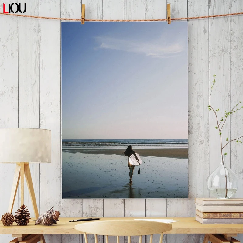 Картина на холсте с изображением синей горы пляжа моря | Дом и сад