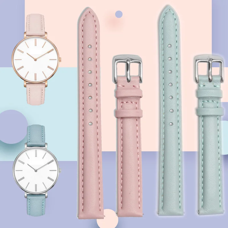 Ремешок для часов из натуральной кожи Женский быстросъемный браслет мятно