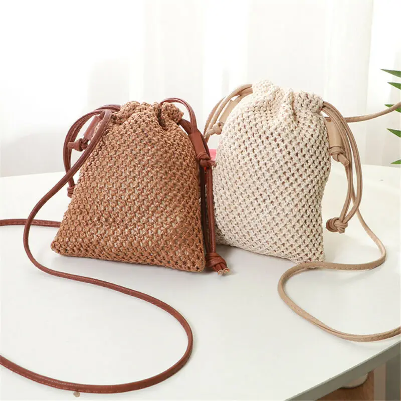 

Fashion Women Handbag Ladies Straw Bag Retro Rattan Handbag Woven Summer Beach Shoulder Bags