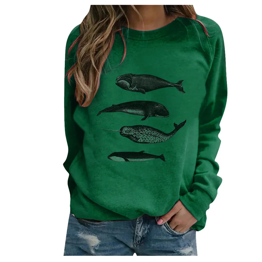 new cool women sweetshirts Casual Print Thermal Crewneck Long Sleeve autumn clothes for women vetement femme sudaderas